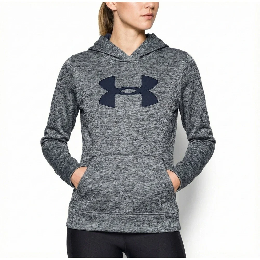 Under Armour Hoodie Youth Large Loose Fit Gray Black Pullover Athleisure Sporty